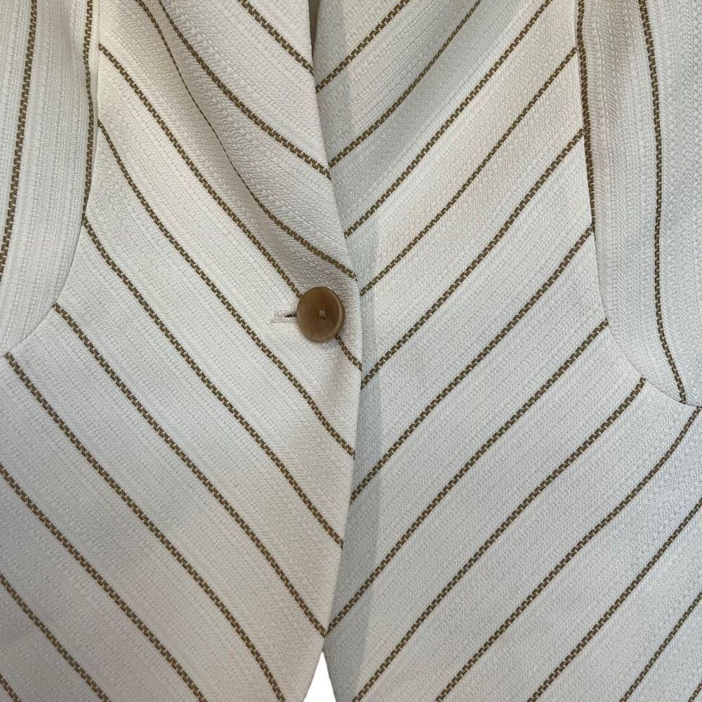 Amanda Smith Women's Cream Geometric Striped Suit Jacket Single Breasted Size 14 - Picture 3 of 11